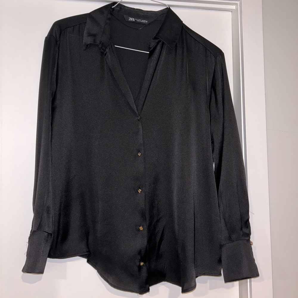 Zara Satin Effect Basic Shirt - Picture 5 of 6